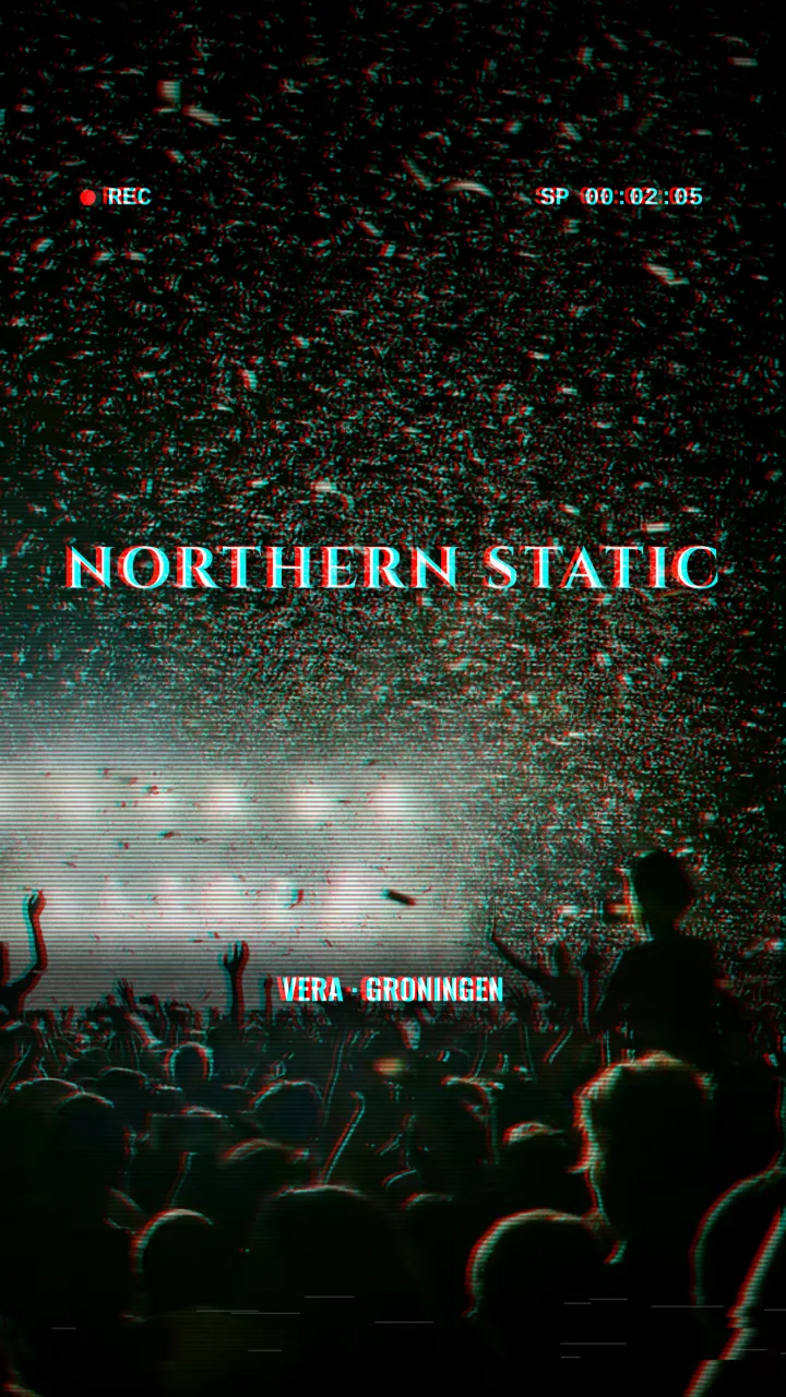 A thank-you reel the night after a show, as a VHS camcorder tape: Thank you, Groningen! over the crowd and the confetti